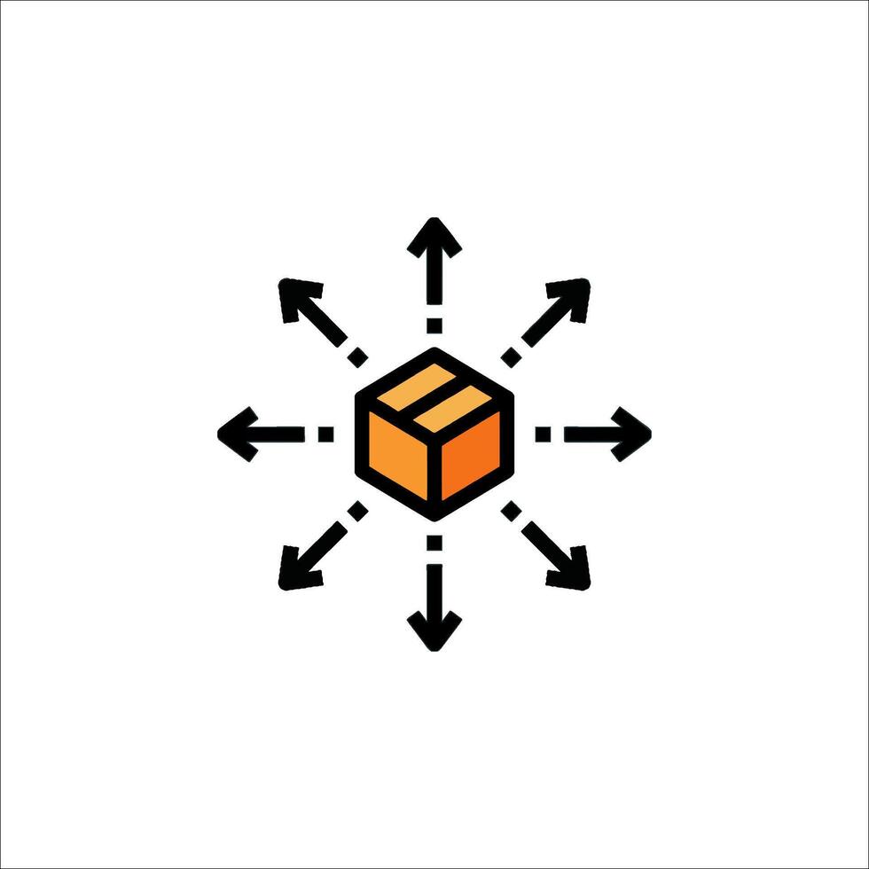 An orange box surrounded by arrows vector