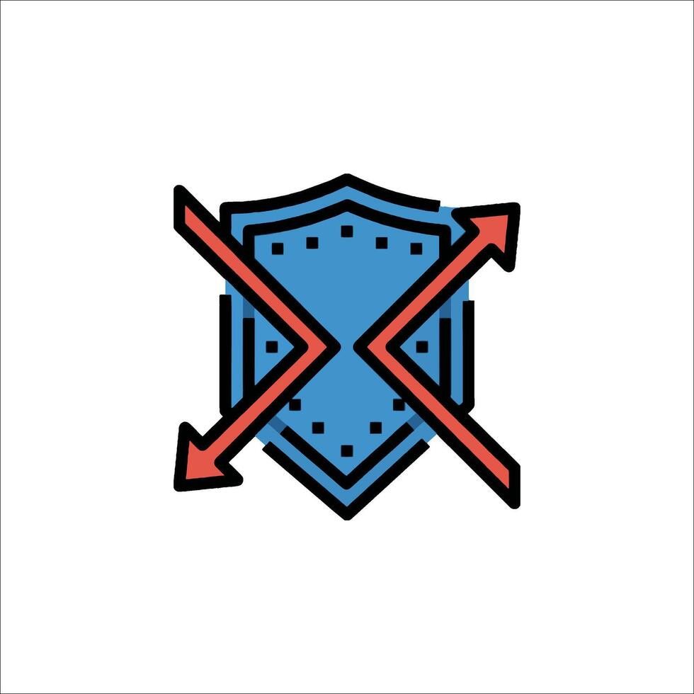 A shield with two arrows on it vector