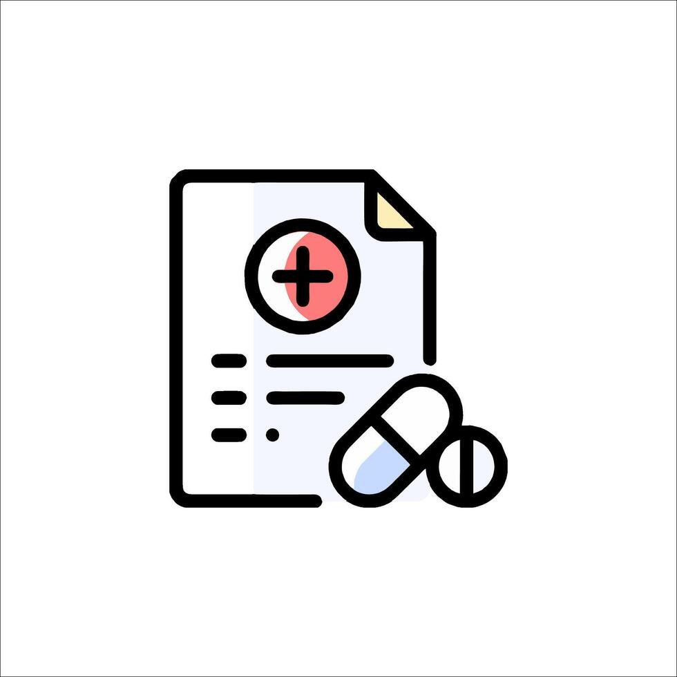 A medical document with pills and a cross vector
