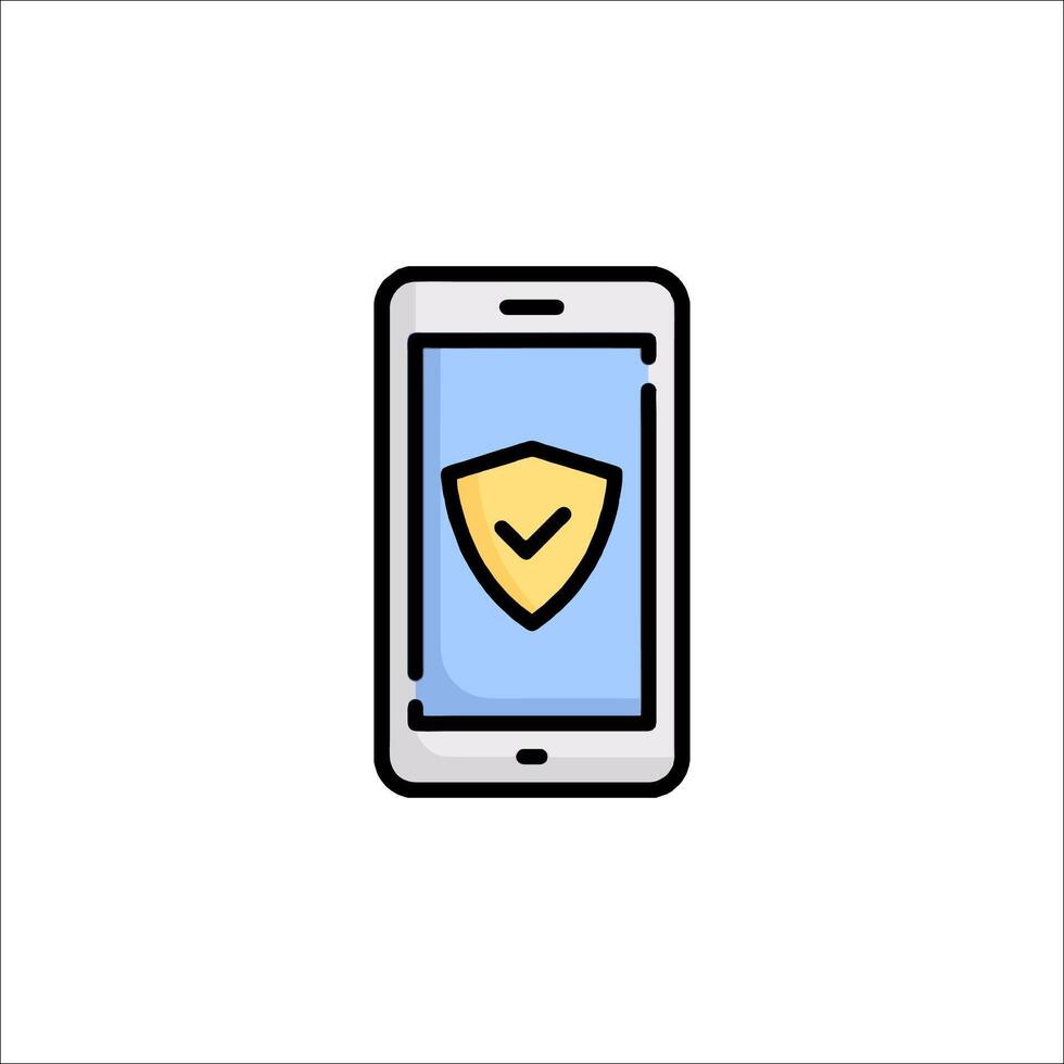 A smartphone with a shield icon on it vector