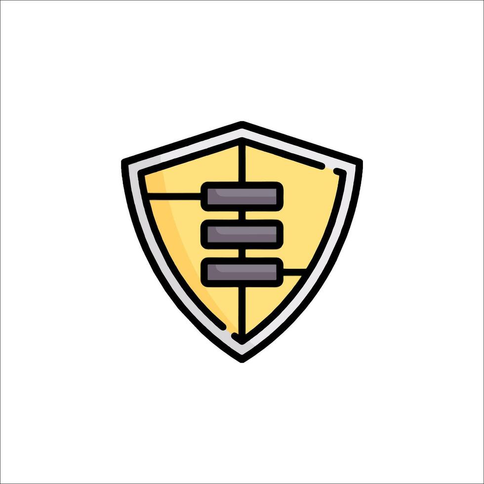 A shield with a yellow and black logo vector
