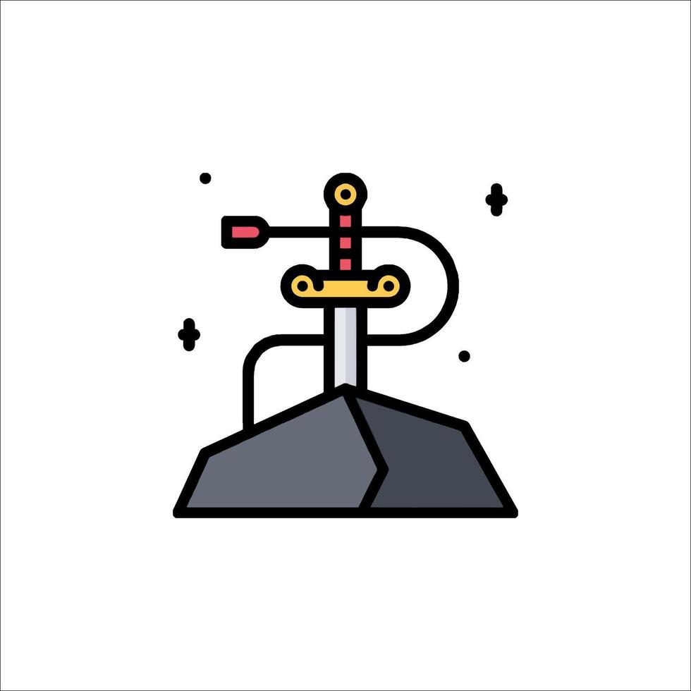 A sword on top of a rock with a light on it vector