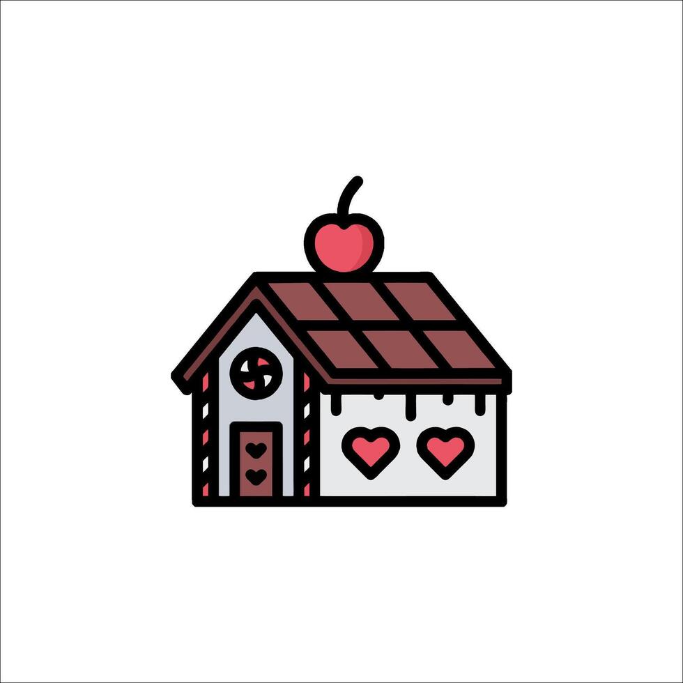 A house with hearts on the roof and an apple vector