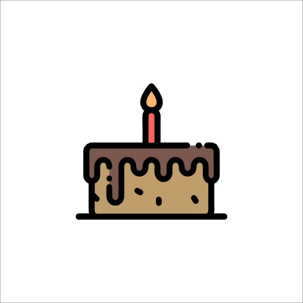 A birthday cake with a candle on top vector