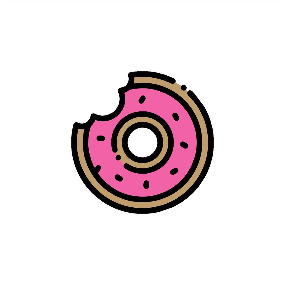 A donut with pink icing on it is shown in this illustration vector