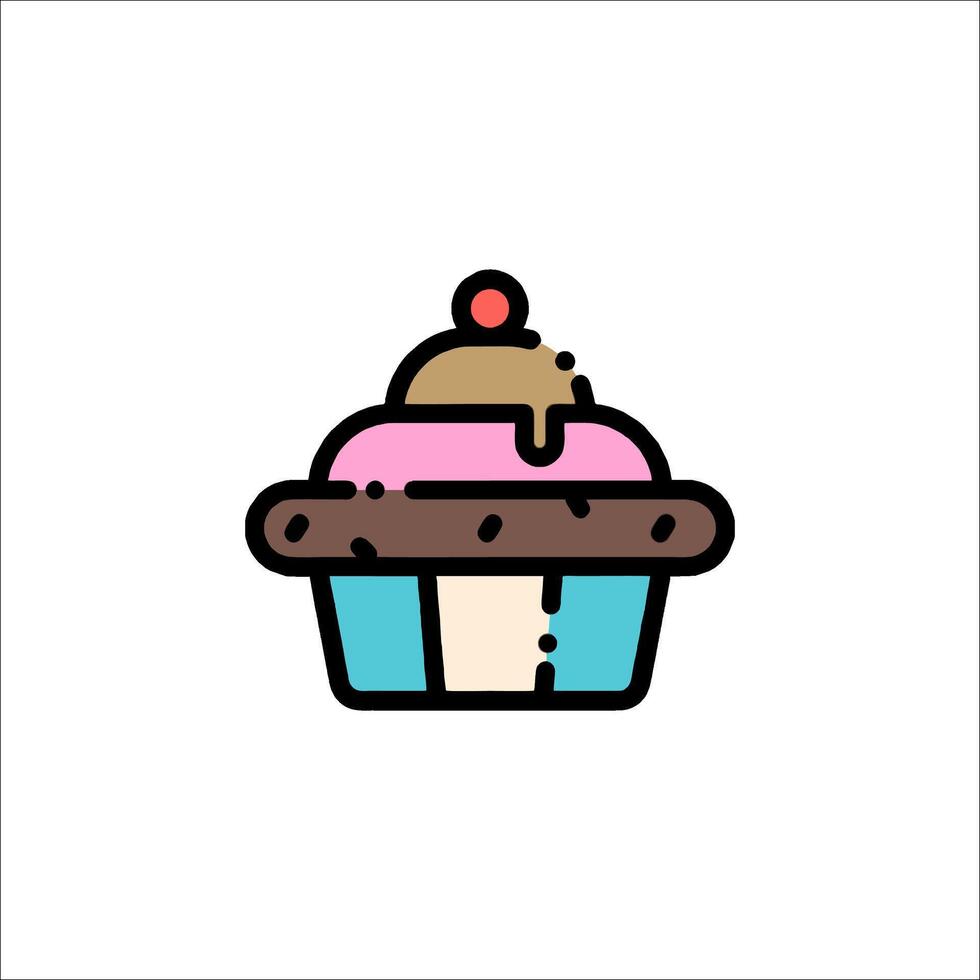 A cupcake icon with a pink and blue top vector