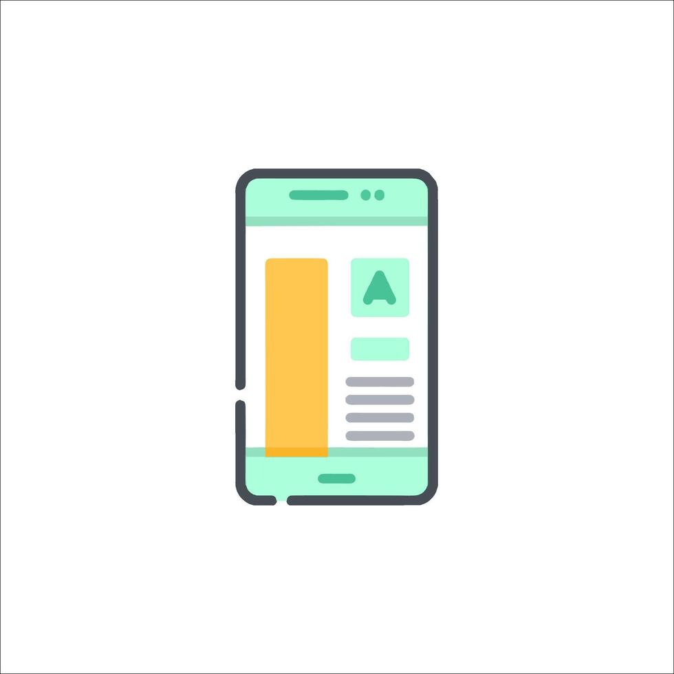 A smartphone with a yellow and green icon vector