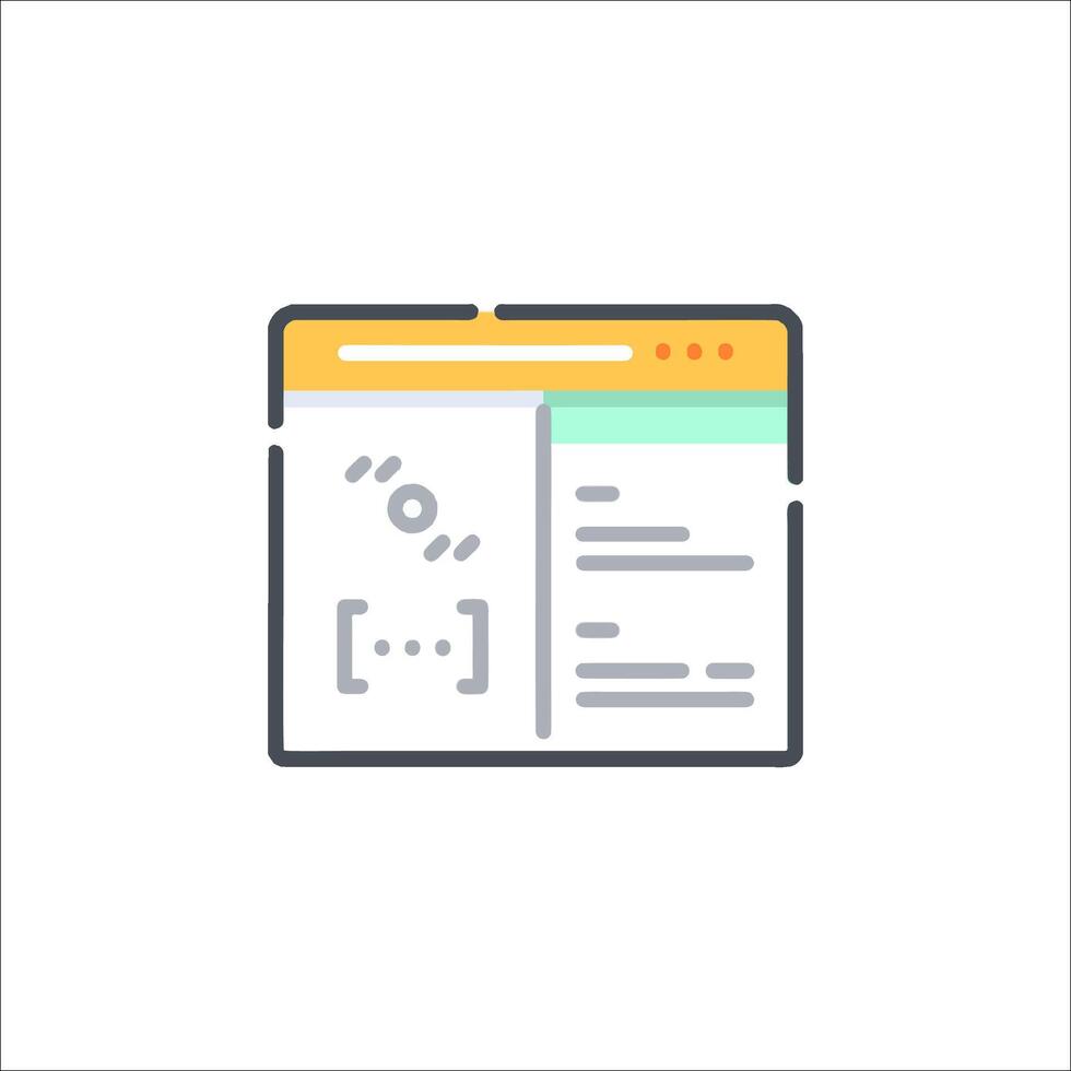 A web page with a button and a line icon vector