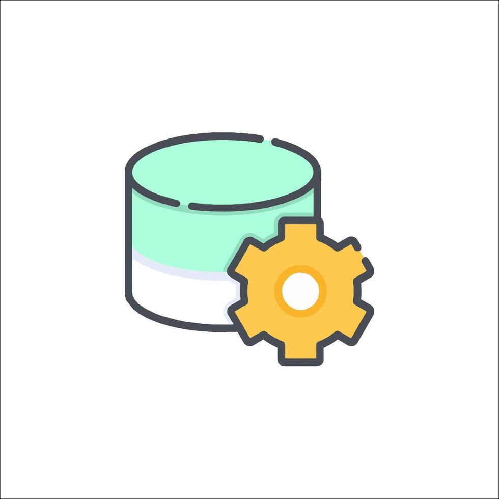 A green container with a gear and a cog vector