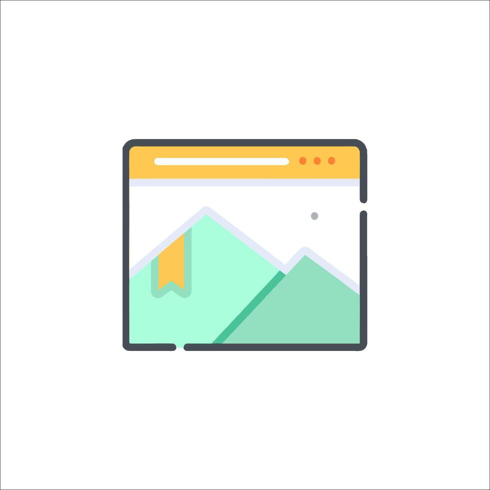 A flat icon of a mountain with a banner vector