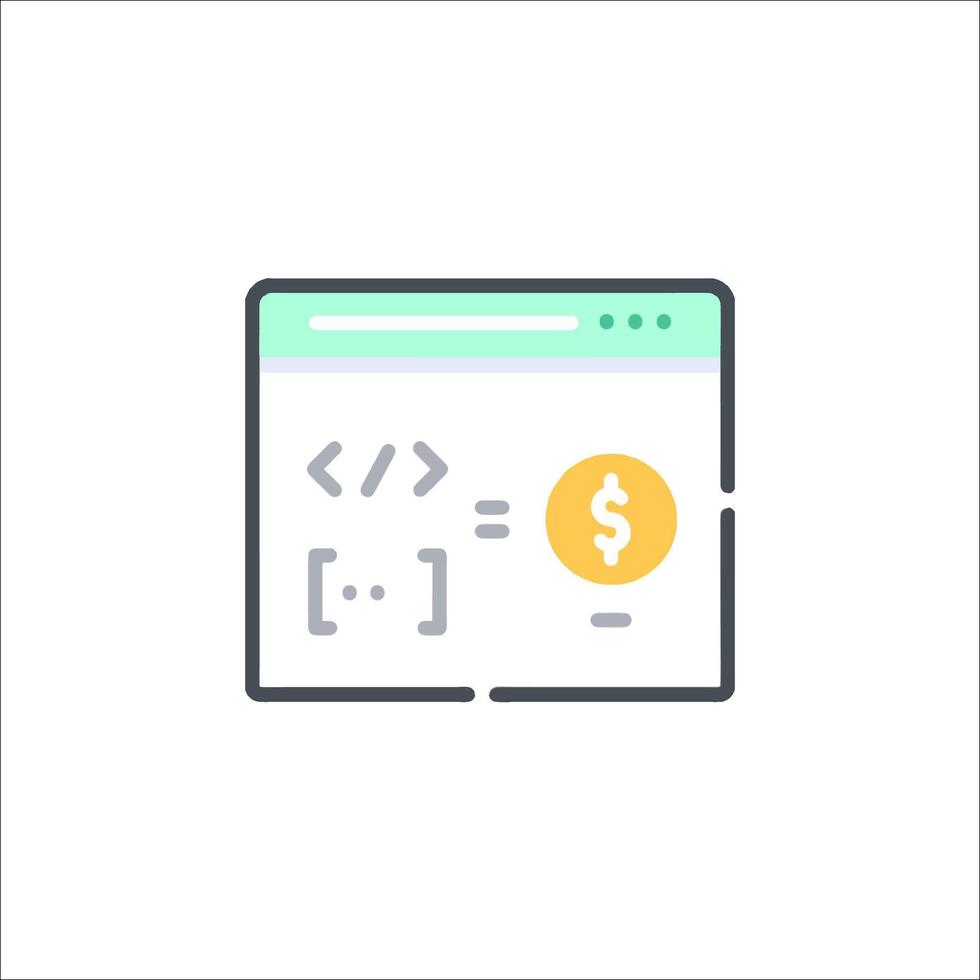 A dollar sign and a dollar sign icon on a computer screen vector