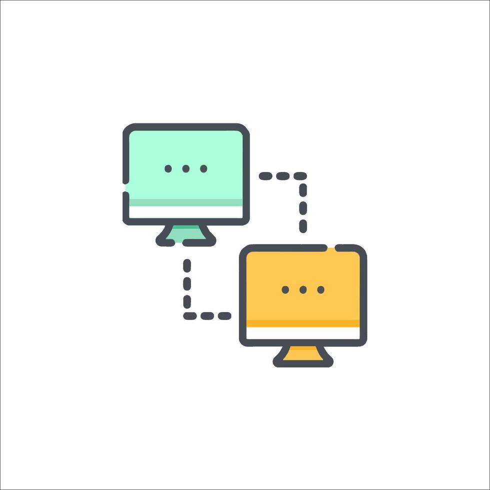 A computer monitor with two monitors connected to each other vector