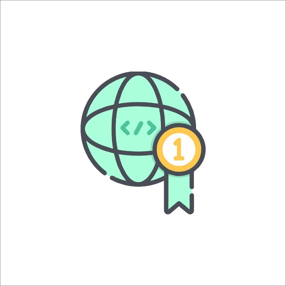A globe with a ribbon and a number one vector