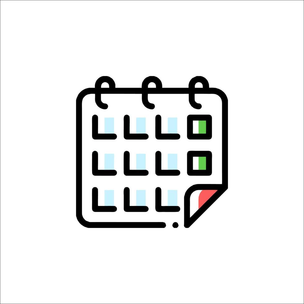 A calendar icon with a green dot on it vector