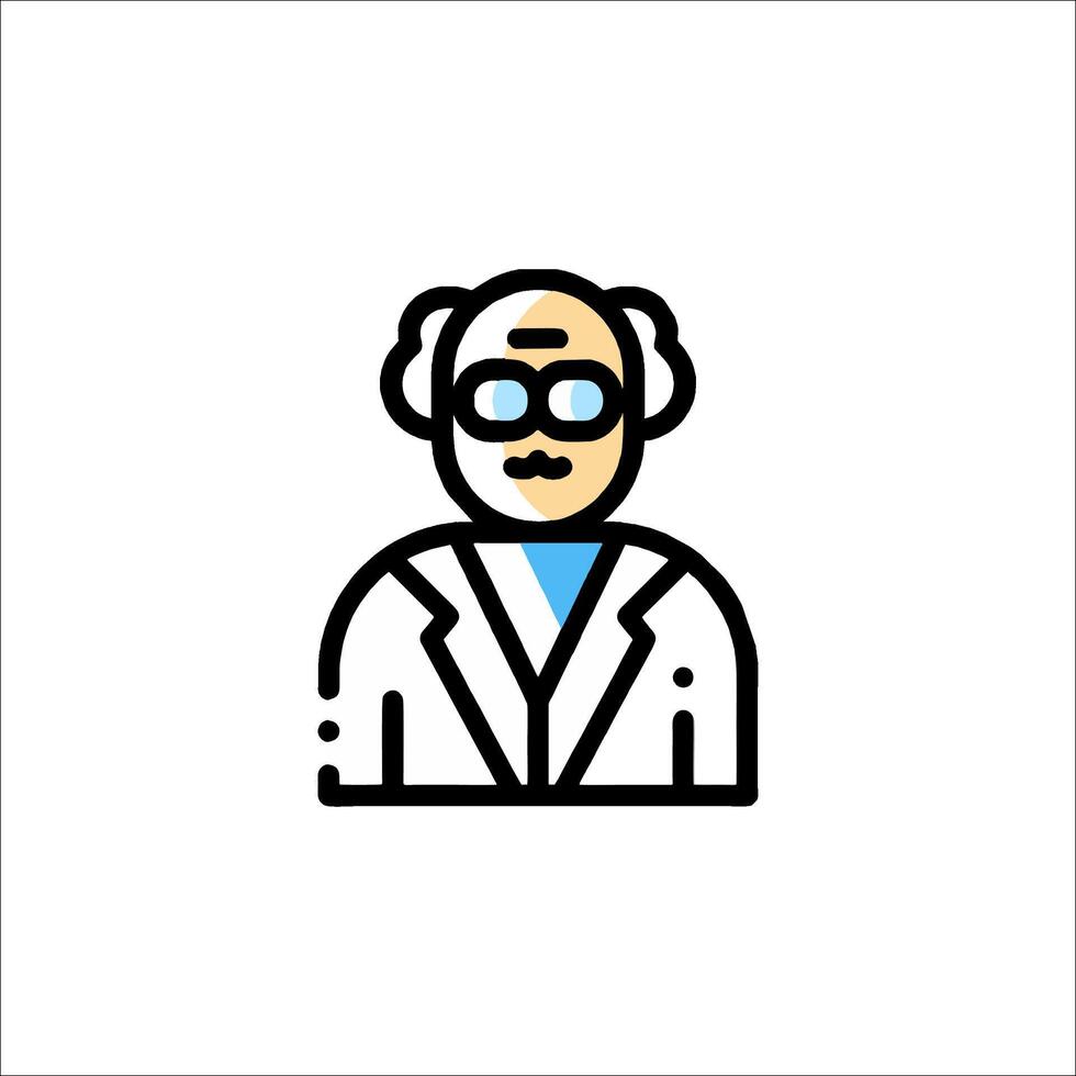 A man in a lab coat and glasses icon vector