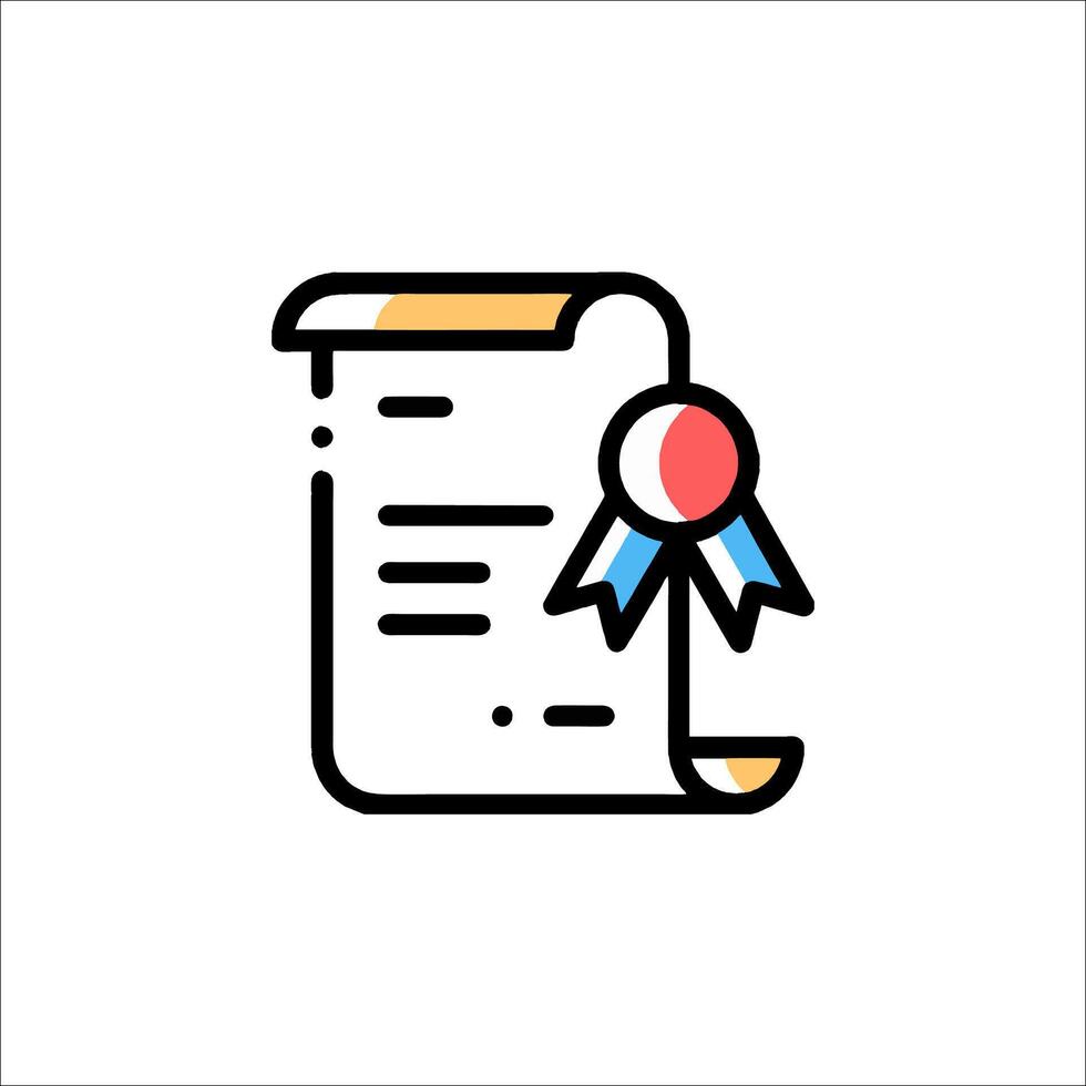 A certificate icon with a ribbon on it vector