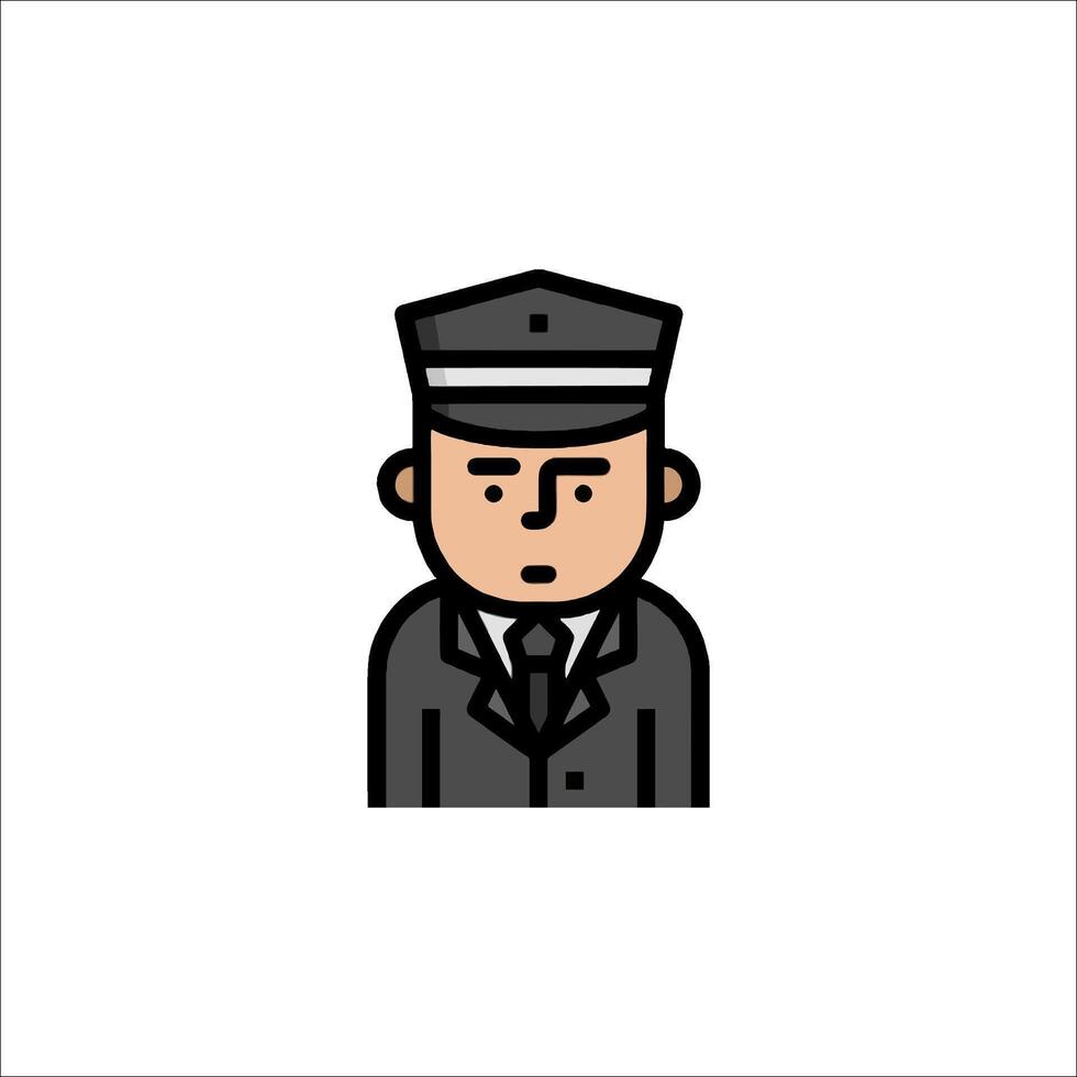 A man in a uniform is shown in a flat style vector