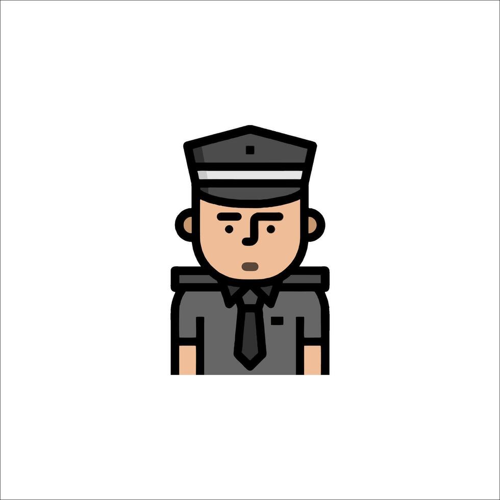 A cartoon police officer with a black hat vector