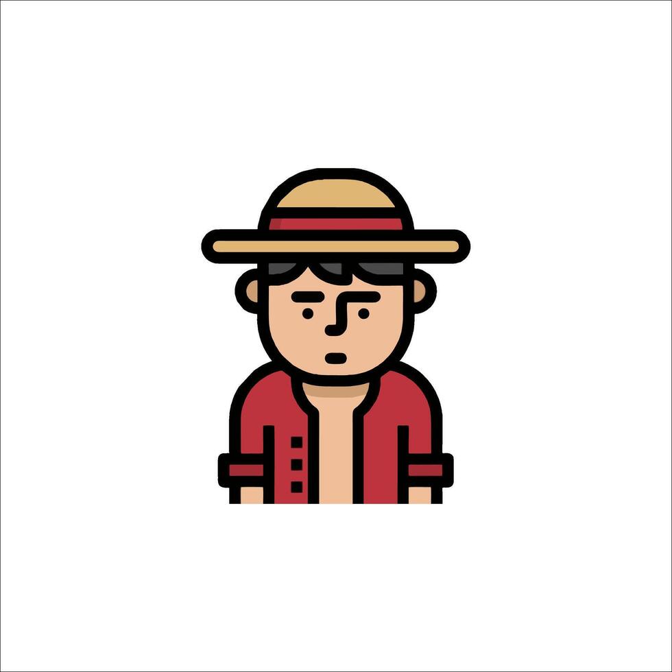 A man in a hat is shown in a flat style vector