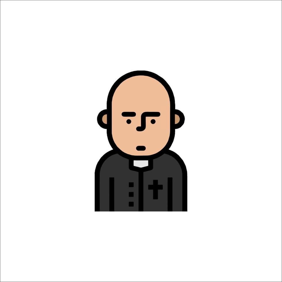 A bald man in a black suit with a cross on his chest vector