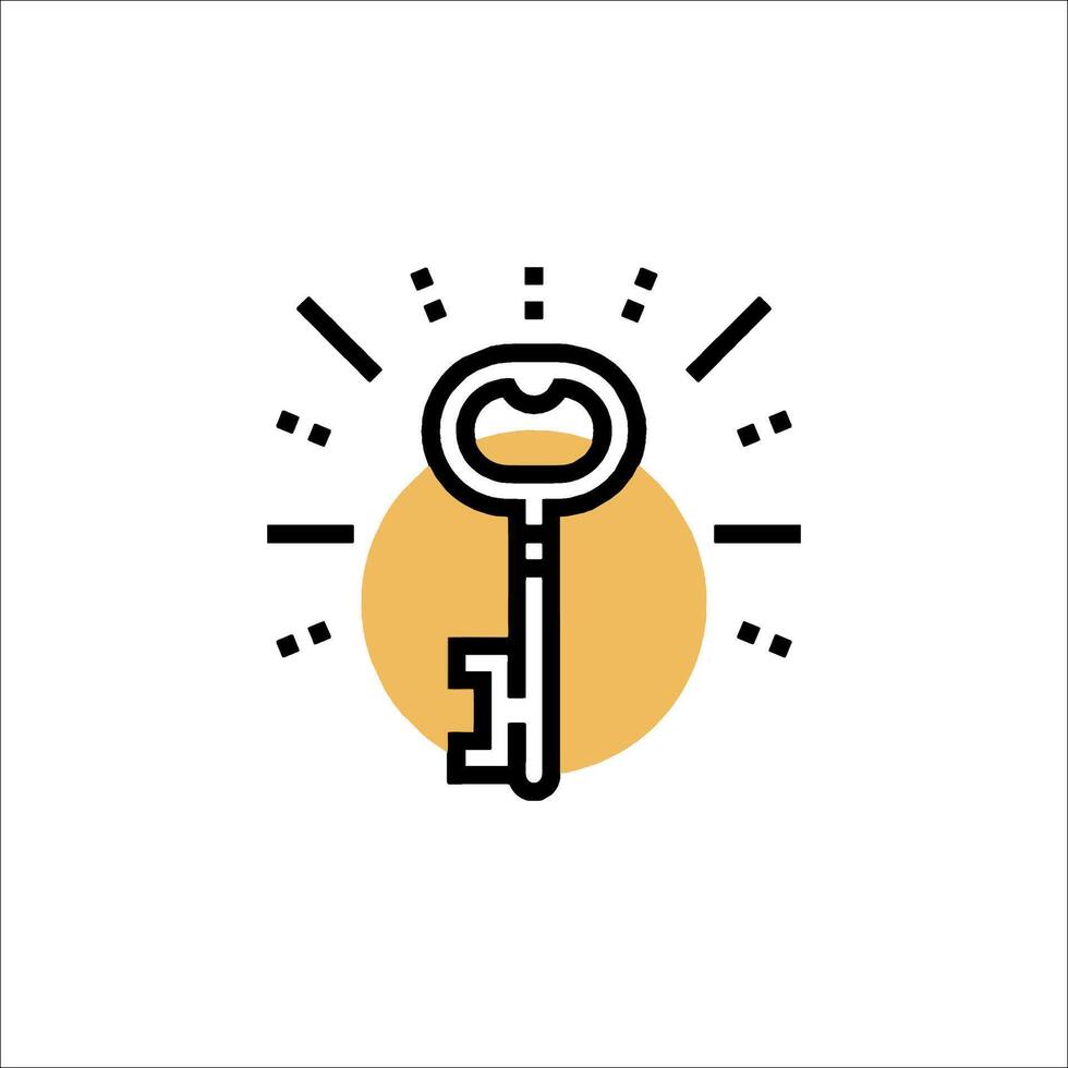 A key icon with rays coming out of it vector