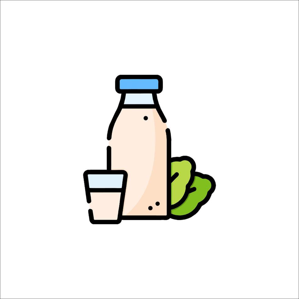 A bottle of milk and a glass of milk vector
