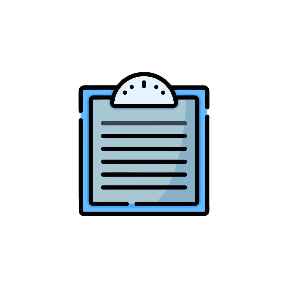 A clipboard icon with a paper and a pen vector