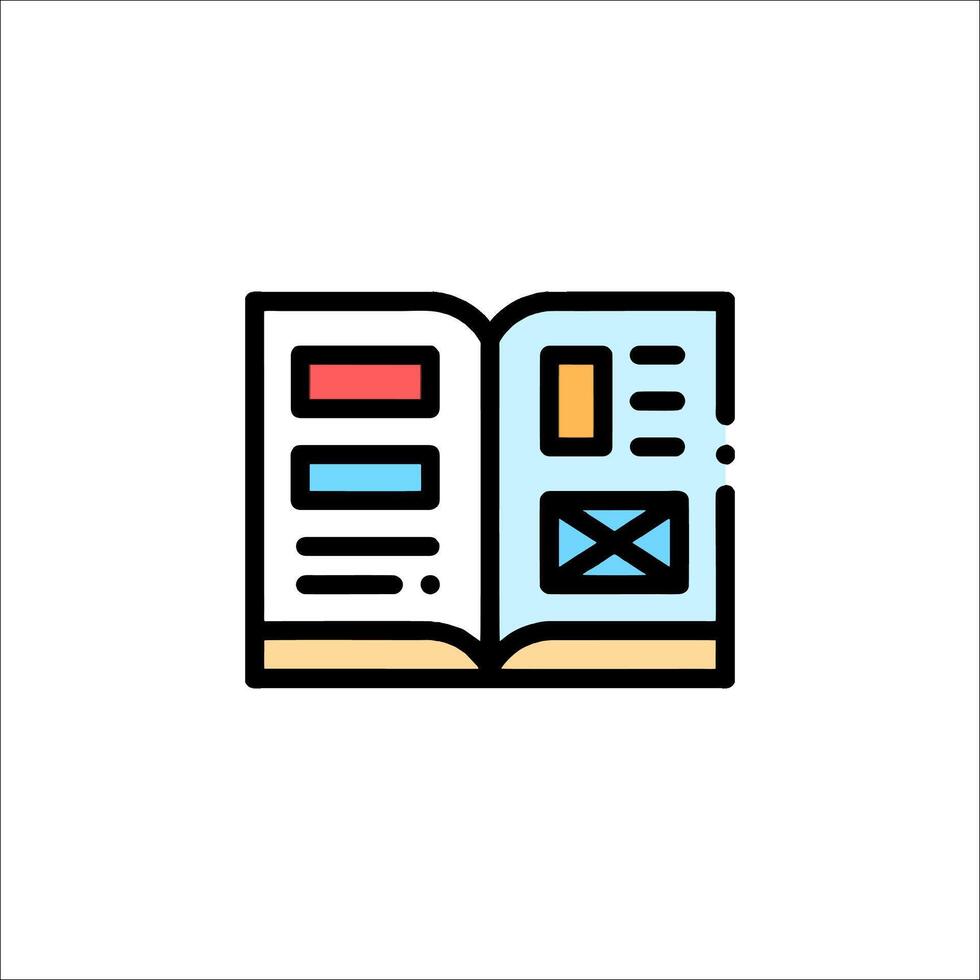 An open book icon with a note and a phone vector