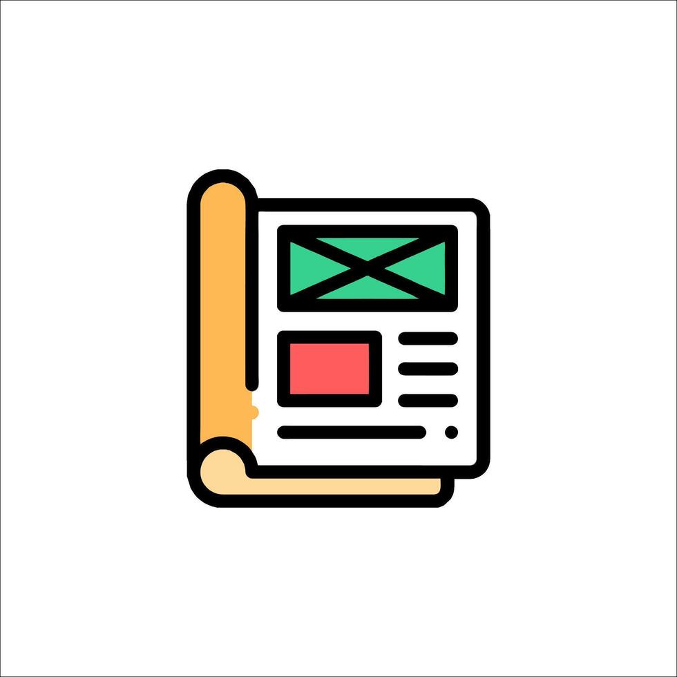 A newspaper icon with a green and red arrow vector