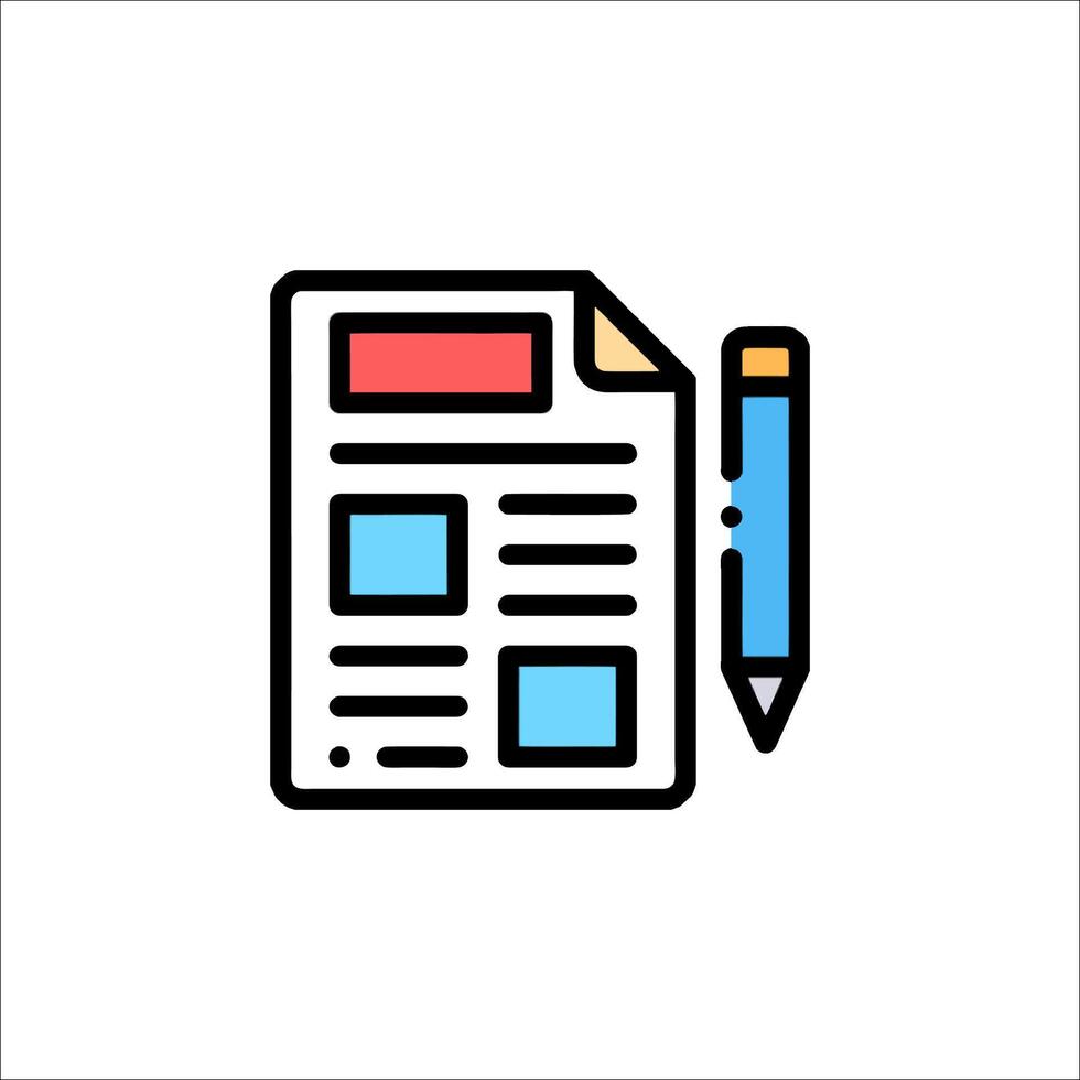 A newspaper and pen icon on a white background vector