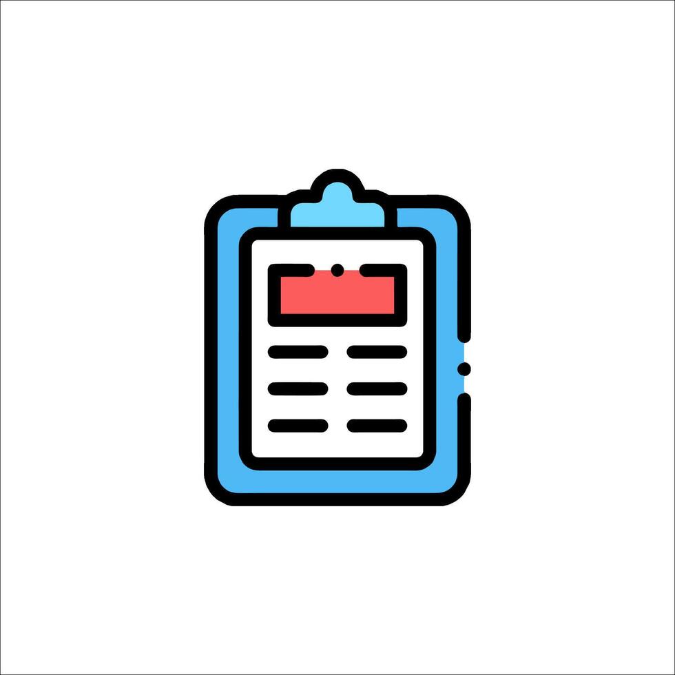 A clipboard icon with a red line vector