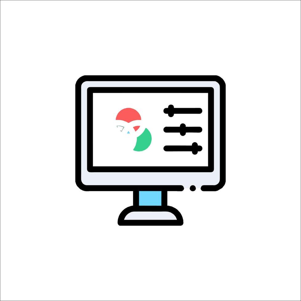 A computer monitor with a red and green arrow on it vector