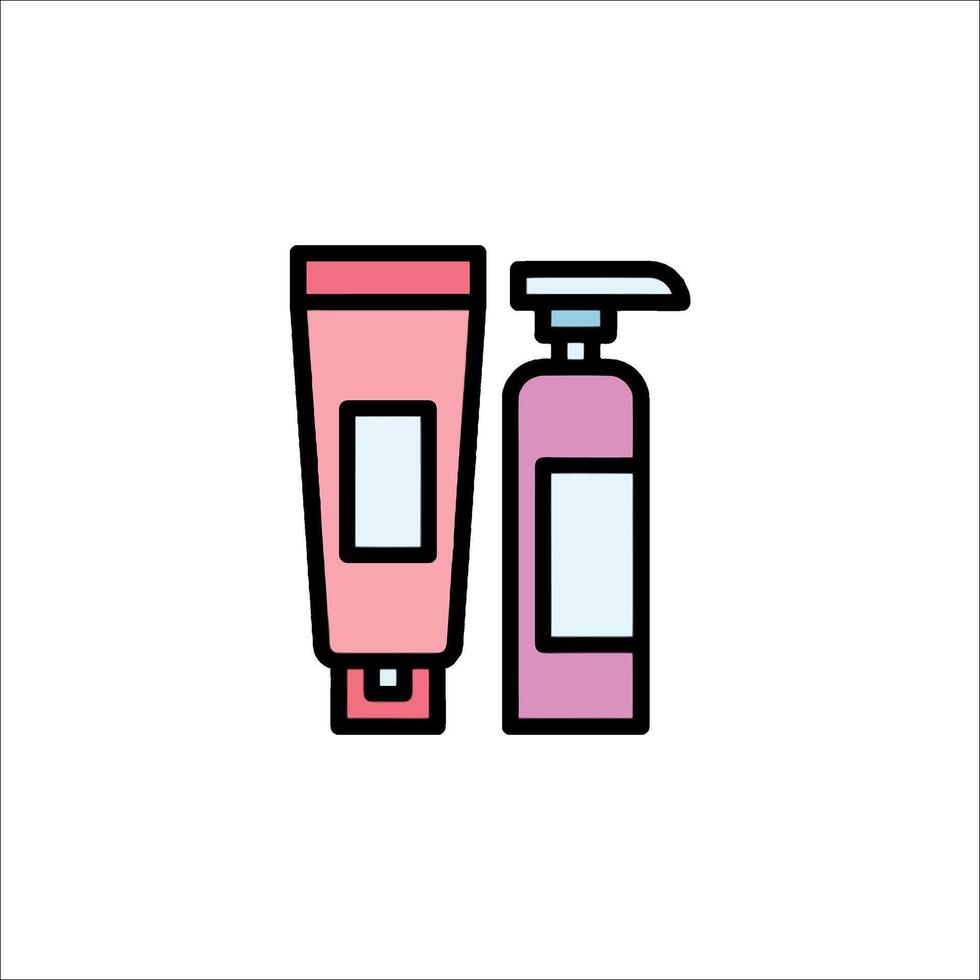 A pair of bottles with a bottle of shampoo and a bottle of conditioner vector