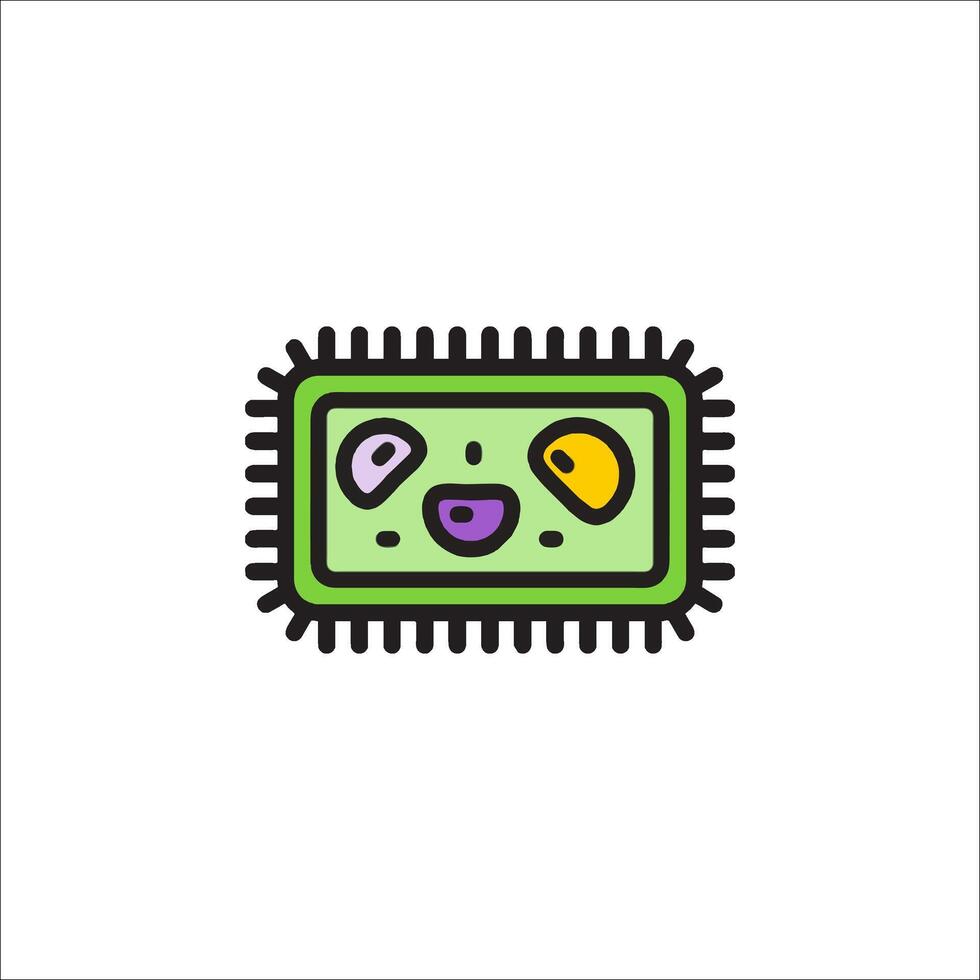 A green and purple chip with a face on it vector