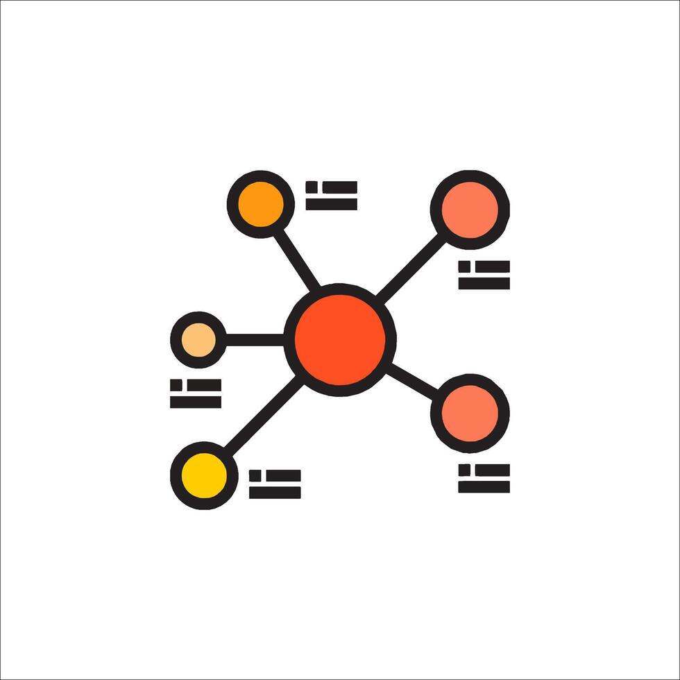 A flat icon of a network with circles vector