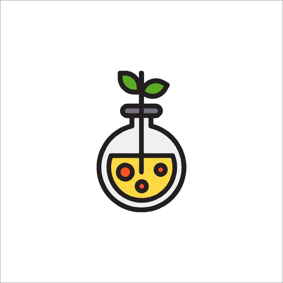 A plant in a flask with a leaf on top vector