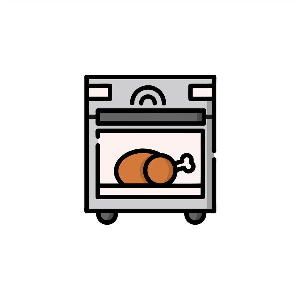 Oven icon, a turkey is in the oven vector