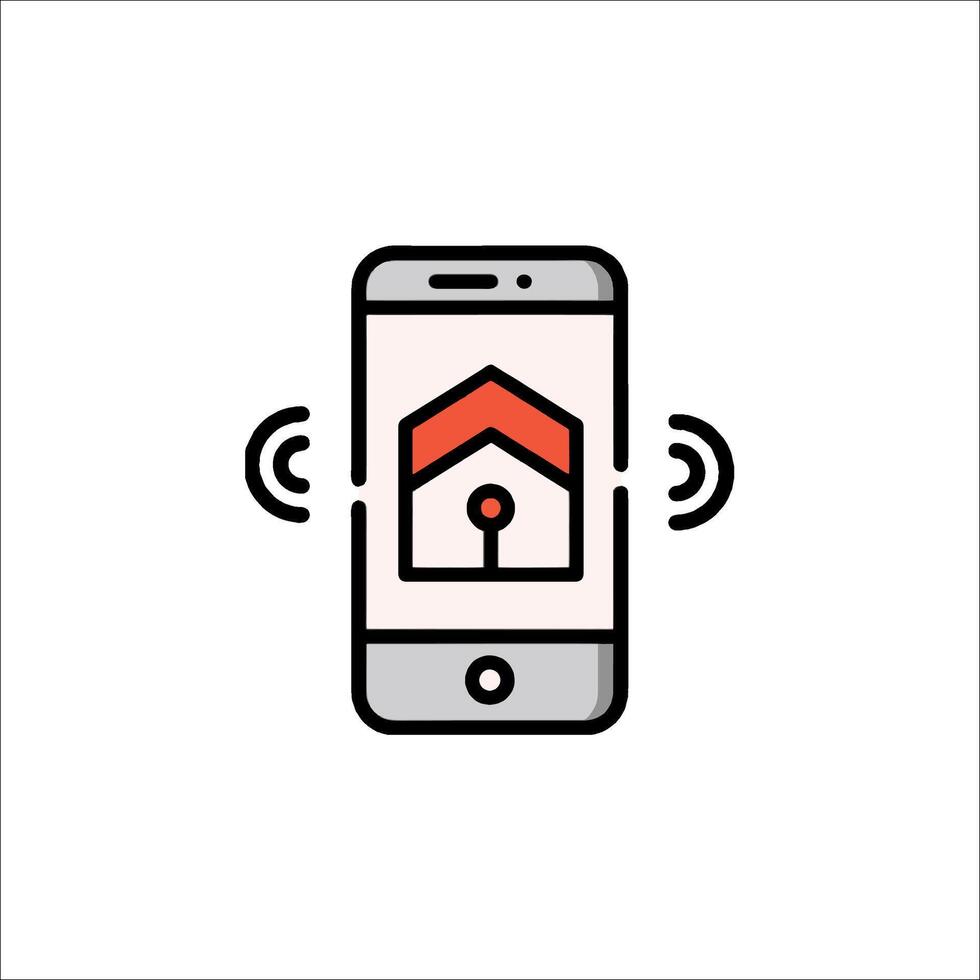 A smartphone with a house icon on it vector