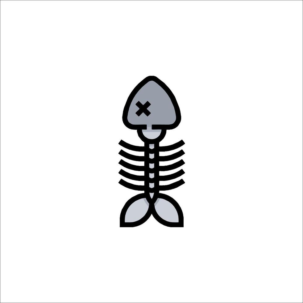 A fish skeleton with a broken bone icon vector