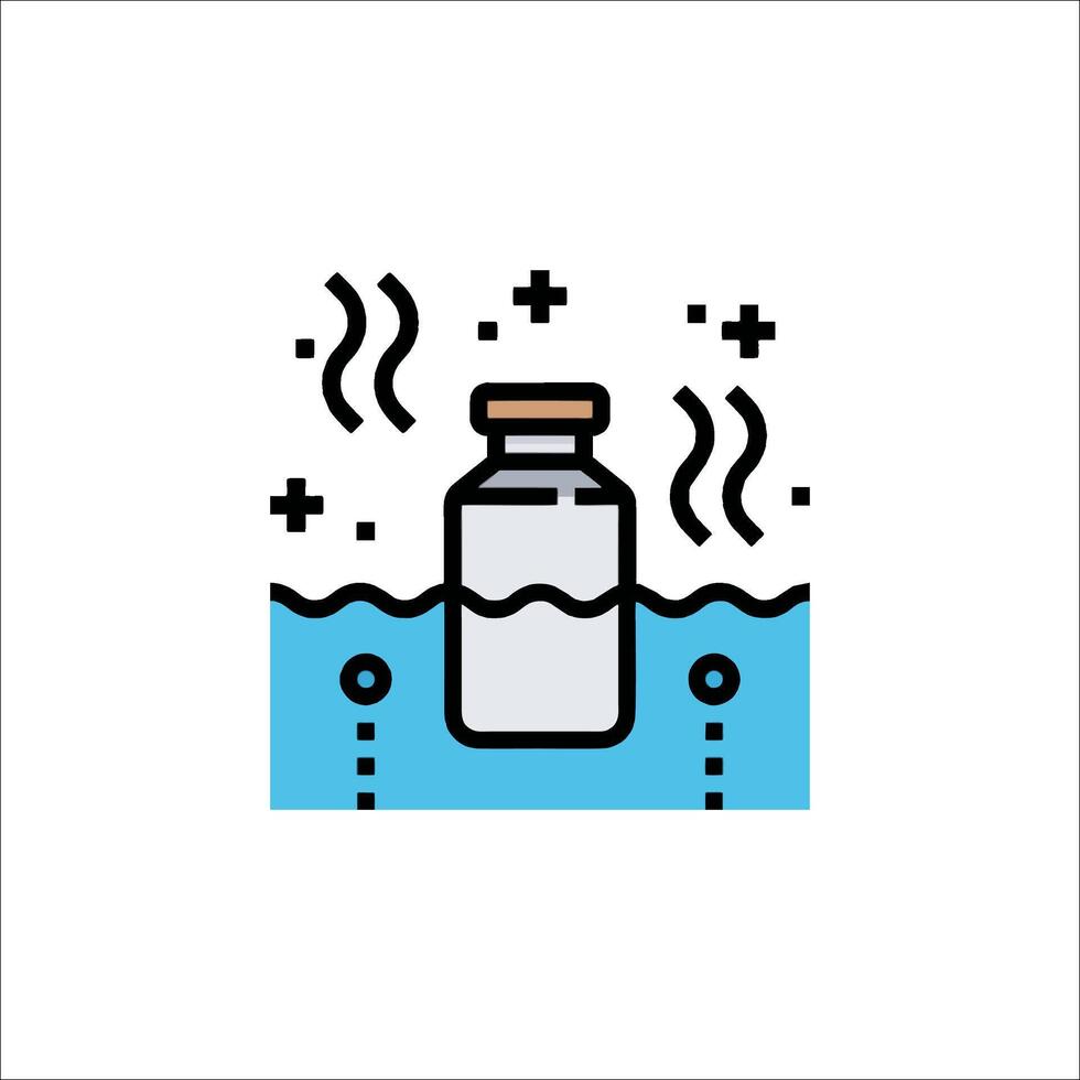 A bottle of water with a thermometer in it vector