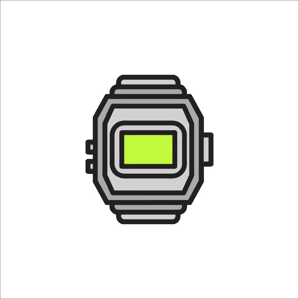 A watch with a green light on it vector