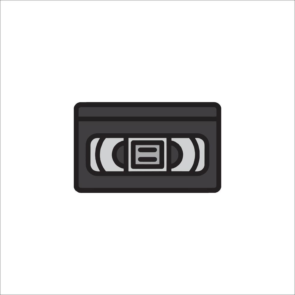 A black and white cassette icon vector