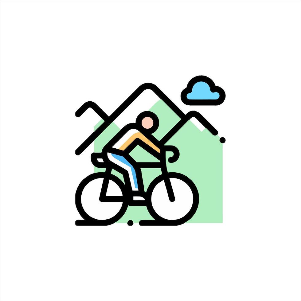 A man riding a bike in the mountains vector