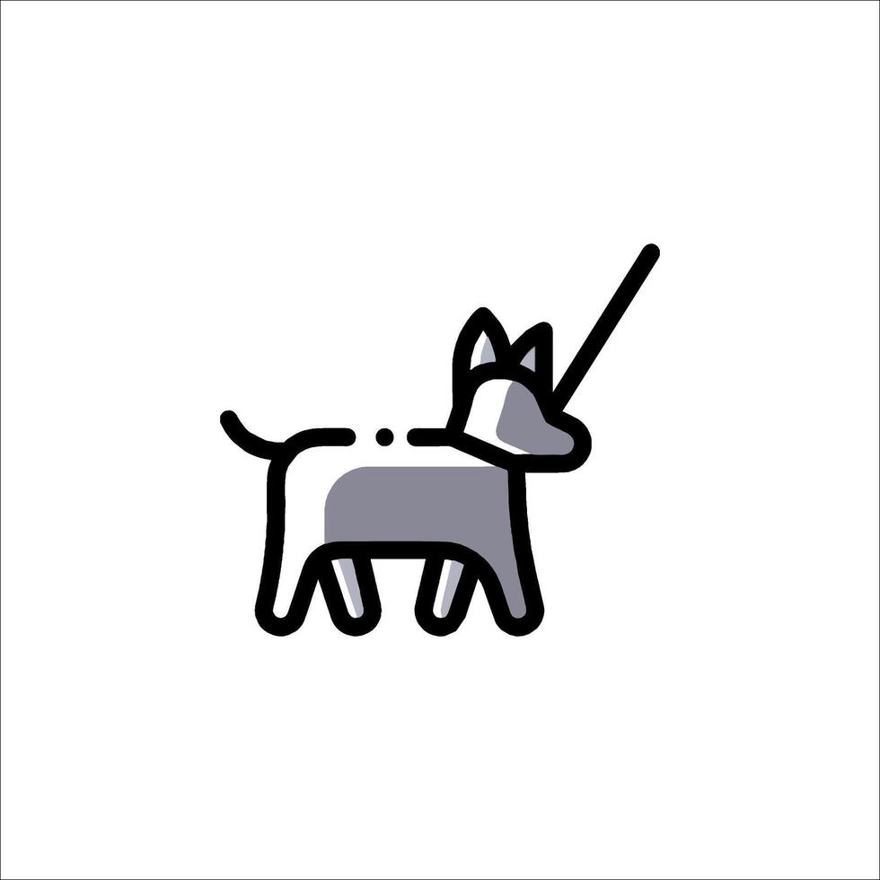 A dog with a leash and a stick on a white background vector