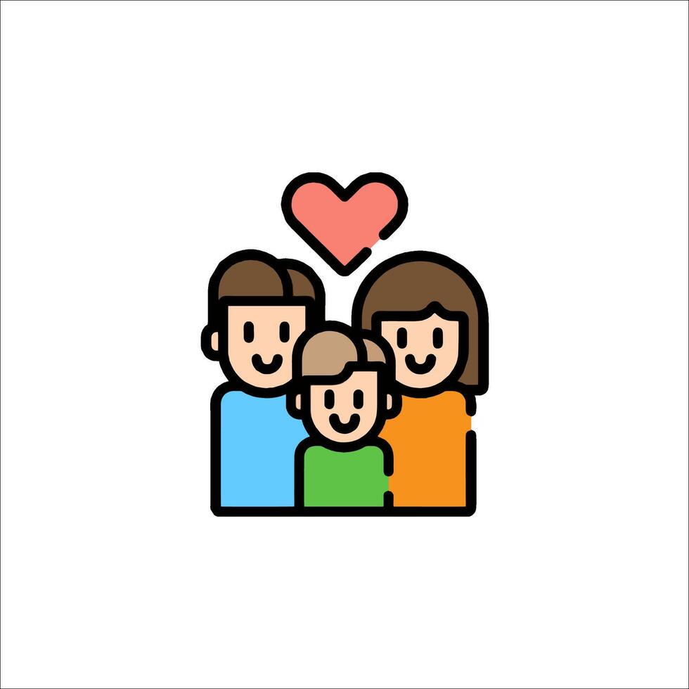 Family icon with heart, illustration vector