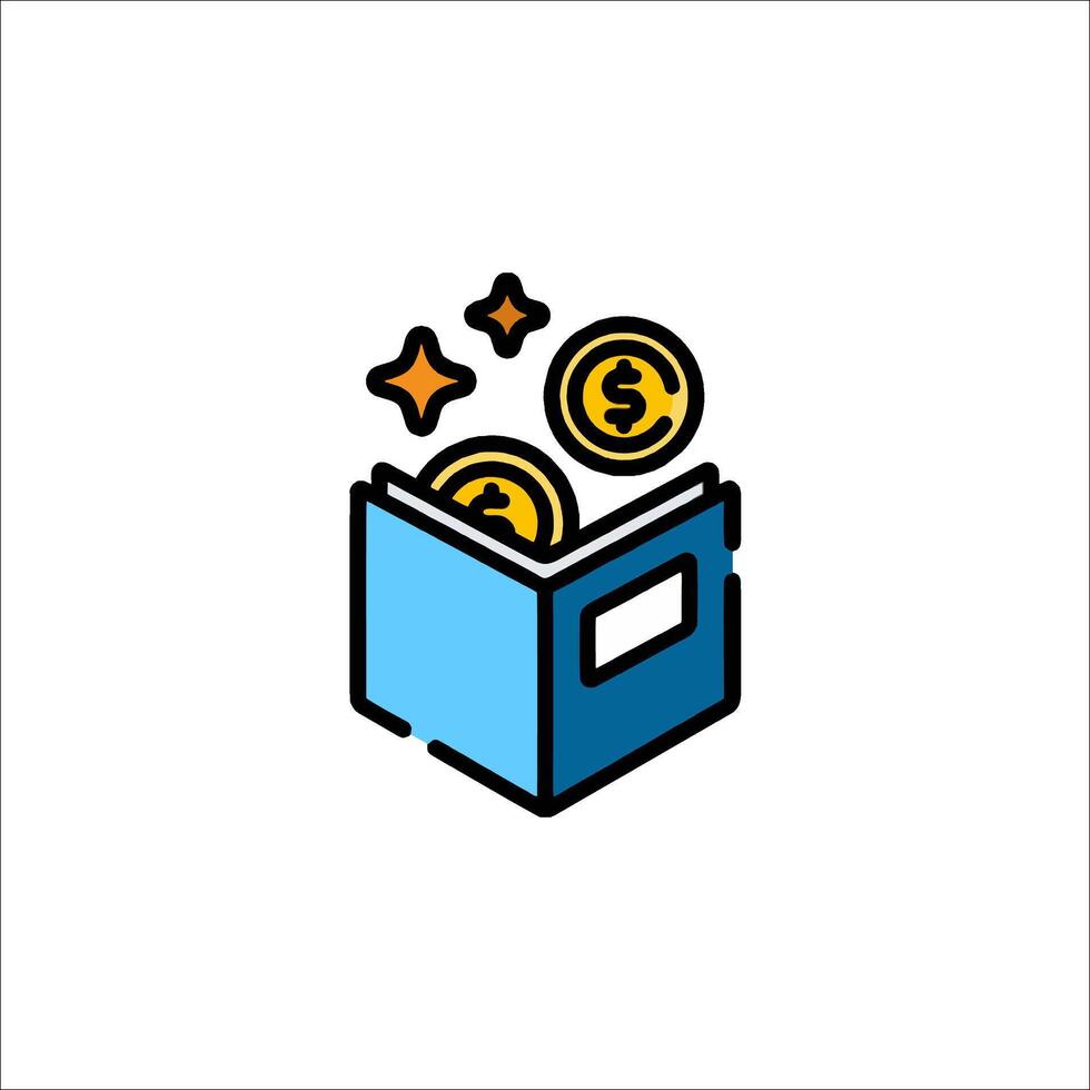 Money in the open book icon vector