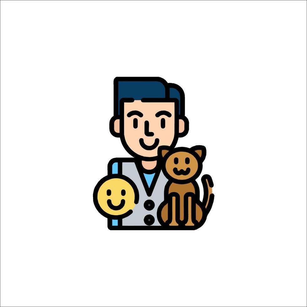 A man holding a cat and a smiley face icon vector