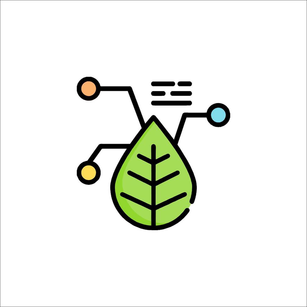 A green leaf with a line drawing of a tree vector