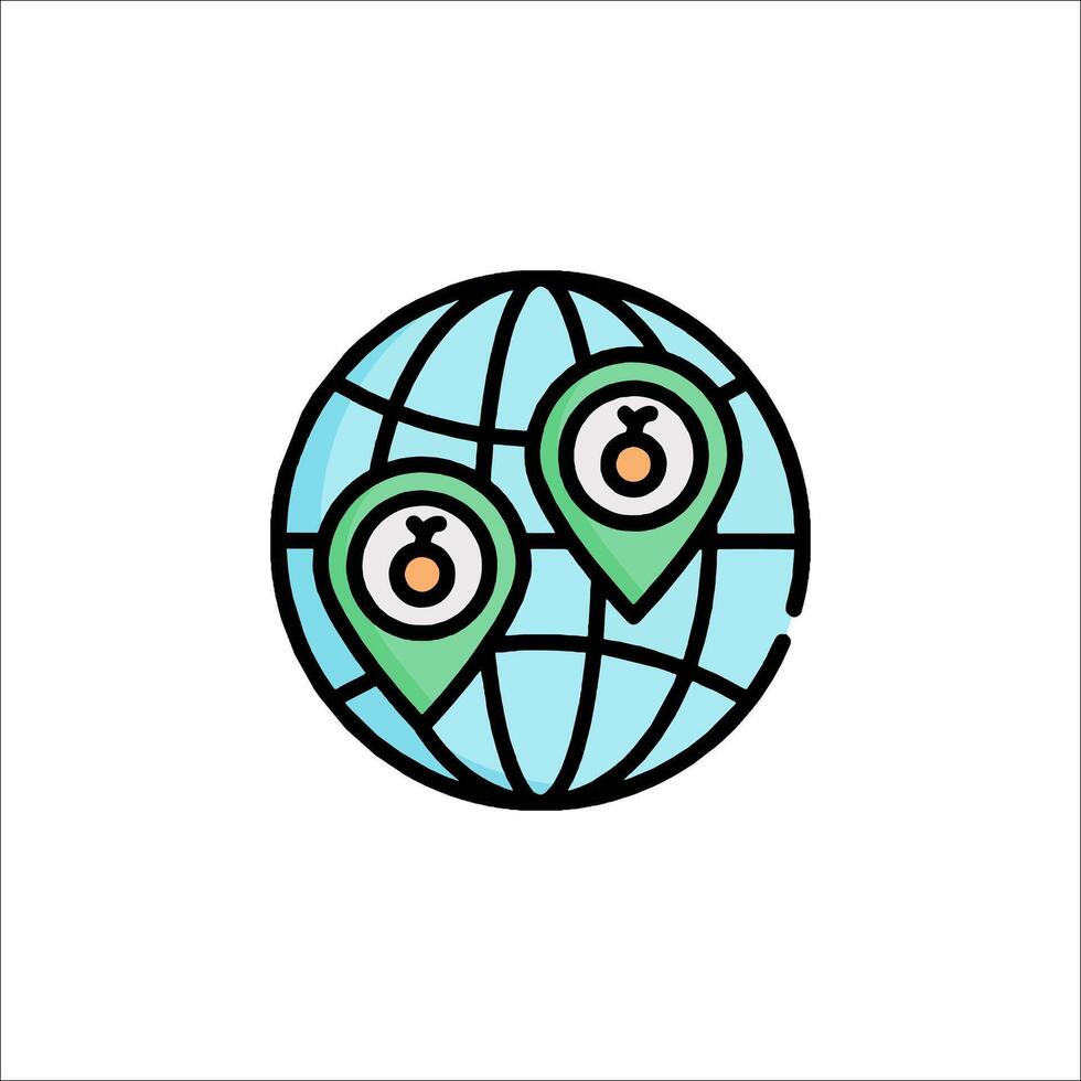 A globe with two pins on it vector