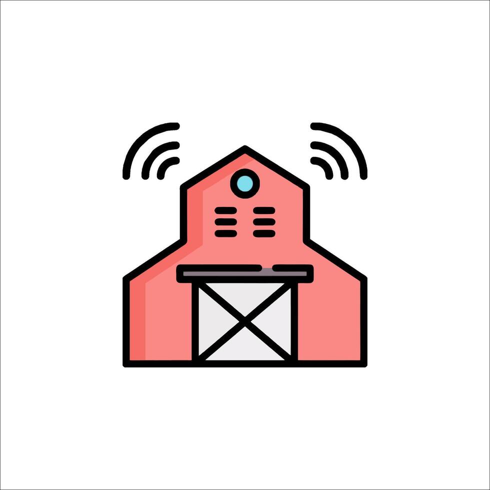 A red barn with a wifi icon vector